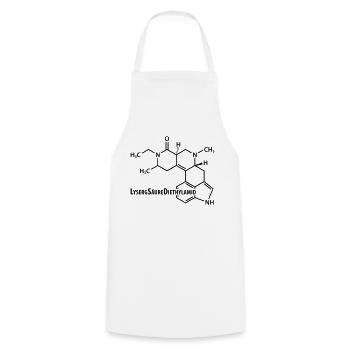 LSD Strukturformel Acid Techno-Szene Drogen Rausch - Kochschürze - Weiß - Vorne - AI Model Male 185 dark (185cm)