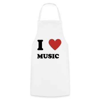 I Love Music - Cooking Apron - white - Front - AI Model Male 185 dark (185cm)