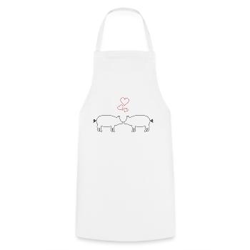 Cochons amoureux - Tablier de cuisine - blanc - Devant - AI Model Male 185 dark (185cm)