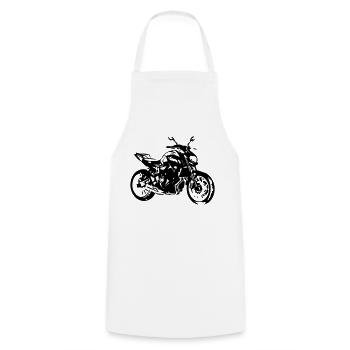 moto roadster - Tablier de cuisine - blanc - Devant - AI Model Male 185 dark (185cm)