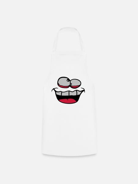 Visage fou qui plisse les yeux - Tablier de cuisine - blanc