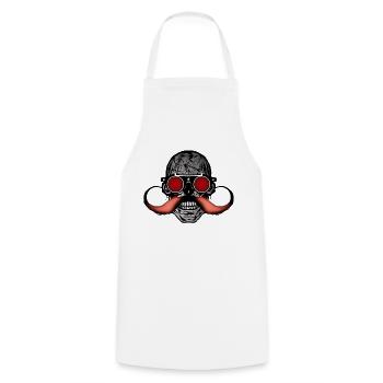 head of death hipster skull mustache mustache - Cooking Apron - white - Front - AI Model Male 185 dark (185cm)