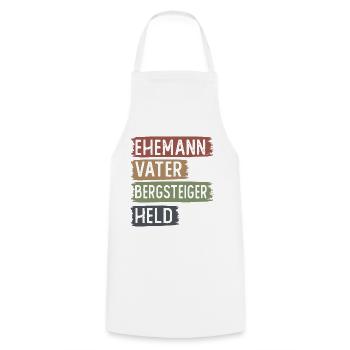 Ehemann, Vater, Bergsteeiger, gehalten - - Kochschürze - Weiß - Vorne - AI Model Male 185 dark (185cm)
