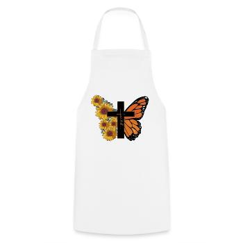 Schmetterling Blume Motivationsspruch Spruch Frau - Kochschürze - Weiß - Vorne - AI Model Male 185 dark (185cm)