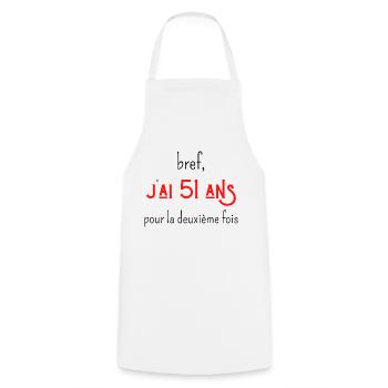 bref j'ai un 51 ans pour la deuxième fois - Tablier de cuisine - blanc - Devant - AI Model Male 185 dark (185cm)