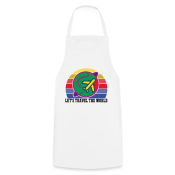 Parcourons le monde. Avion, tour du monde - Tablier de cuisine - blanc - Devant - AI Model Male 185 dark (185cm)