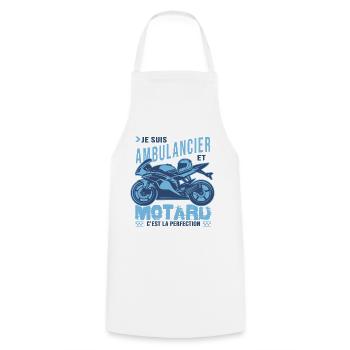 motard parfait ambulancier parfait - Tablier de cuisine - blanc - Devant - AI Model Male 185 dark (185cm)