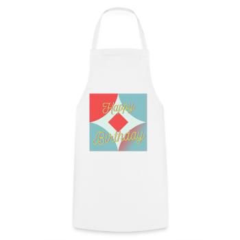 BIRTHDAY,HAPPY BIRTHDAY,HAPPY BIRTHDAY - Cooking Apron - white - Front - AI Model Male 185 dark (185cm)