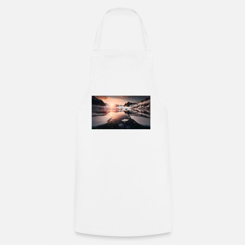 Snow-capped mountain, generative AI - Cooking Apron - white
