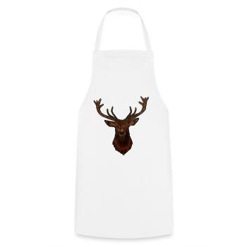 Tête de CERF - Tablier de cuisine - blanc - Devant - AI Model Male 185 dark (185cm)