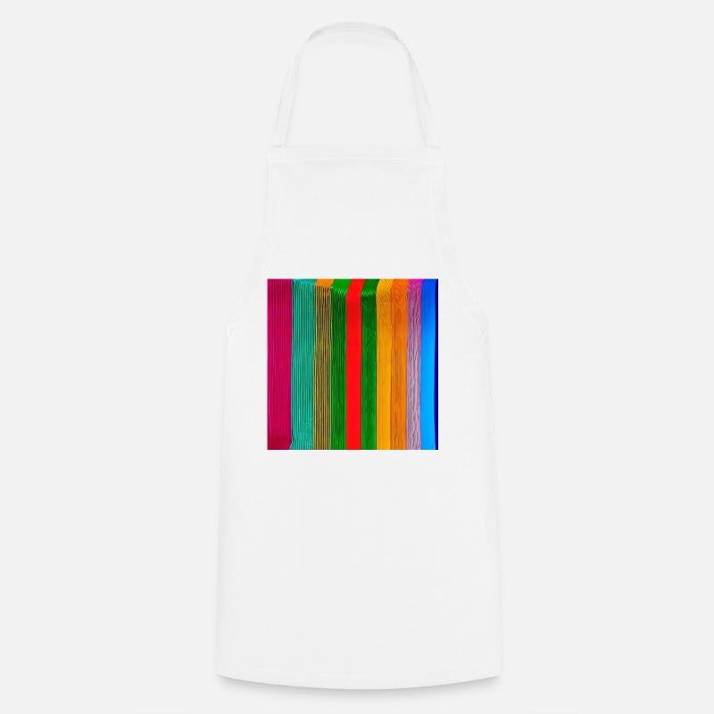 vertical thick strips of crazy colours - Cooking Apron - white