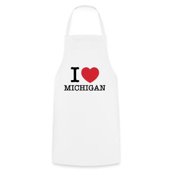 I Love Michigan | Michigan | I Heart Michigan - Cooking Apron - white - Front - AI Model Male 185 dark (185cm)