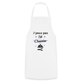 J'peux pas j'ai Chantier - Tablier de cuisine - blanc - Devant - AI Model Male 185 dark (185cm)