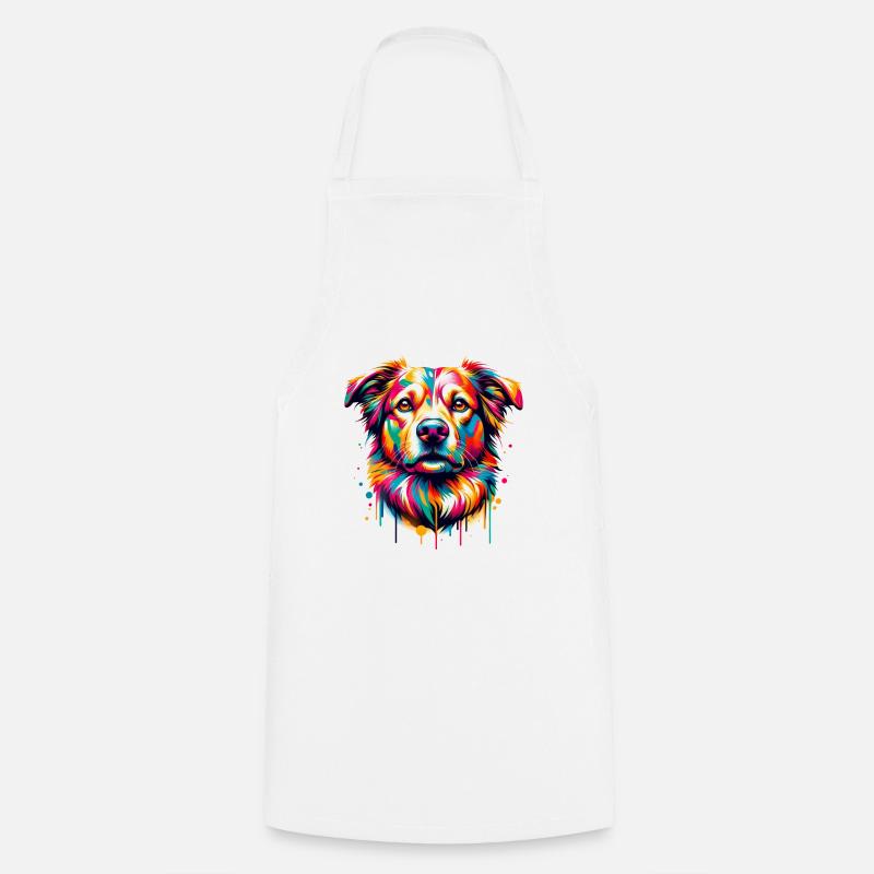 Mera Art Painted Dog one - Cooking Apron - white