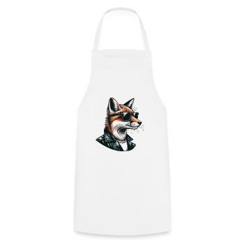 Renard des villes cool avec veste en cuir et lunettes de soleil - Tablier de cuisine - blanc - Devant - AI Model Male 185 dark (185cm)