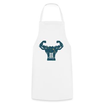 body muscle bodybuilding arm biceps abs drawing - Cooking Apron - white - Front - AI Model Male 185 dark (185cm)