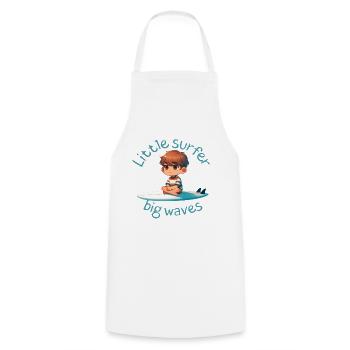 Petit surfeur, grosses vagues - Tablier de cuisine - blanc - Devant - AI Model Male 185 dark (185cm)