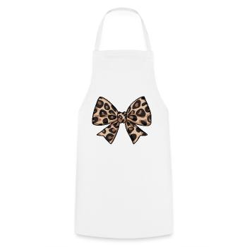 LARGE BOW WITH LEOPARD TREND - Cooking Apron - white - Front - AI Model Male 185 dark (185cm)