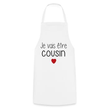 I'm going to be cousin - heart - Cooking Apron - white - Front - AI Model Male 185 dark (185cm)