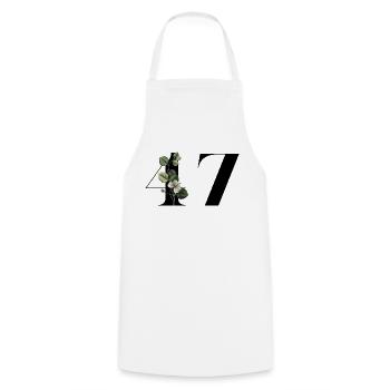 Number 47 Floral Green - 47th Floral Birthday - Cooking Apron - white - Front - AI Model Male 185 dark (185cm)