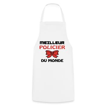 MEILLEUR POLICIER DU MONDE - Tablier de cuisine - blanc - Devant - AI Model Male 185 dark (185cm)