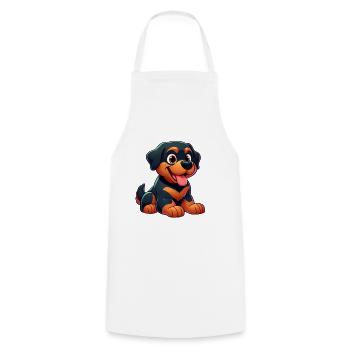 Rottweiller 3 - Kochschürze - Weiß - Vorne - AI Model Male 185 dark (185cm)
