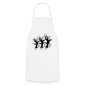 3 crazy penguins running stupid team friends crew - Cooking Apron - white - Front - AI Model Male 185 dark (185cm)