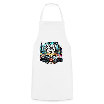 Street Race Road Racing Car Cars - raffstaff ® - Cooking Apron - white - Front - AI Model Male 185 dark (185cm)