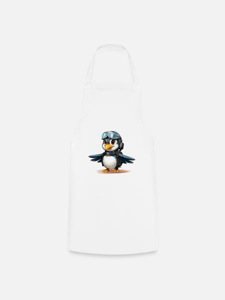 Der abenteuerlustige Pinguin-Pilot - Kochschürze - Weiß