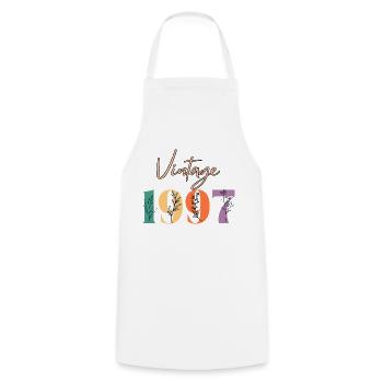 Vintage 1997 Floral - Cooking Apron - white - Front - AI Model Male 185 dark (185cm)
