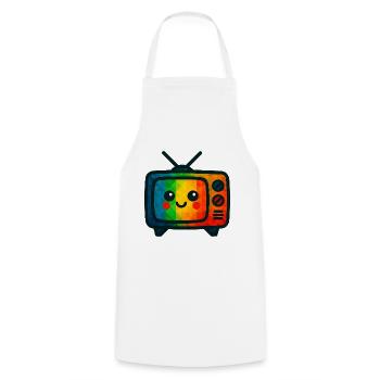 WPAP Polygon Kawaii Stil Spielzeug Fernsehgerät - Kochschürze - Weiß - Vorne - AI Model Male 185 dark (185cm)