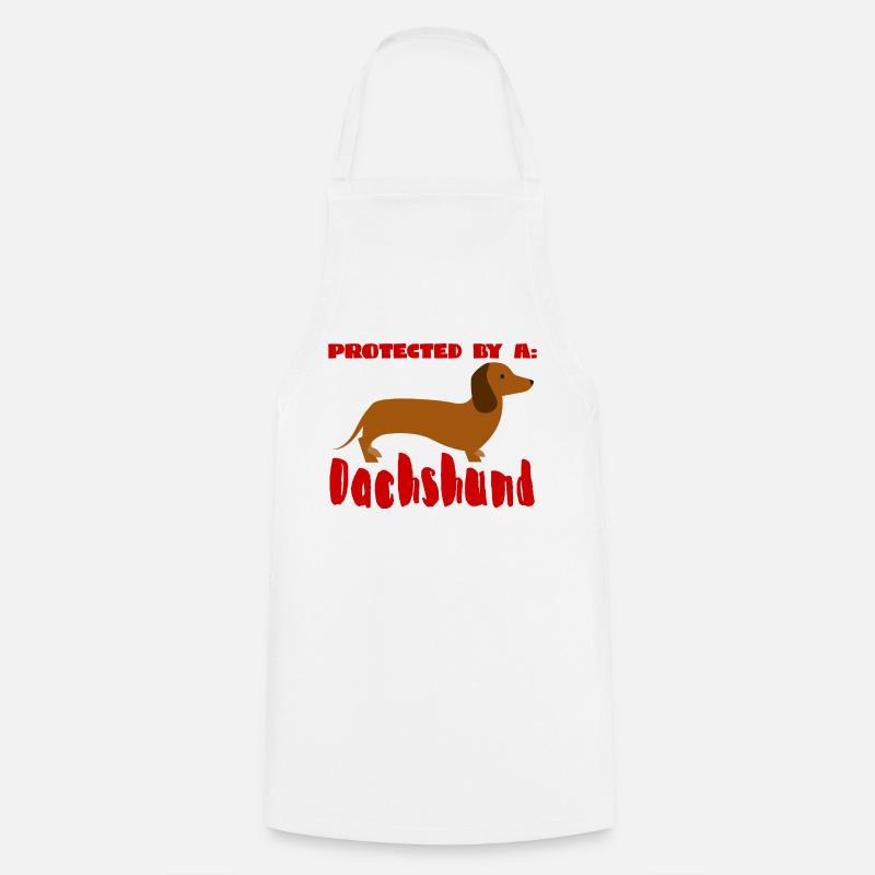 Teckel / Teckel: Protégé par un teckel - Tablier de cuisine - blanc