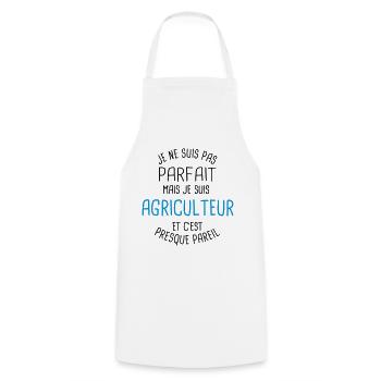 Pas parfait mais agriculteur - Tablier de cuisine - blanc - Devant - AI Model Male 185 dark (185cm)