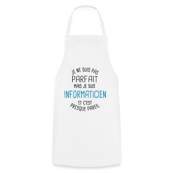 Pas parfait mais informaticien - Tablier de cuisine - blanc - Devant - AI Model Male 185 dark (185cm)