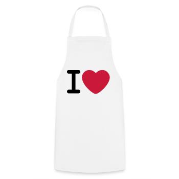 I love - Cooking Apron - white - Front - AI Model Male 185 dark (185cm)