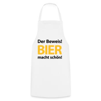 Der Beweis! Bier macht schön! Bierbauch Biergarten - Kochschürze - Weiß - Vorne - AI Model Male 185 dark (185cm)