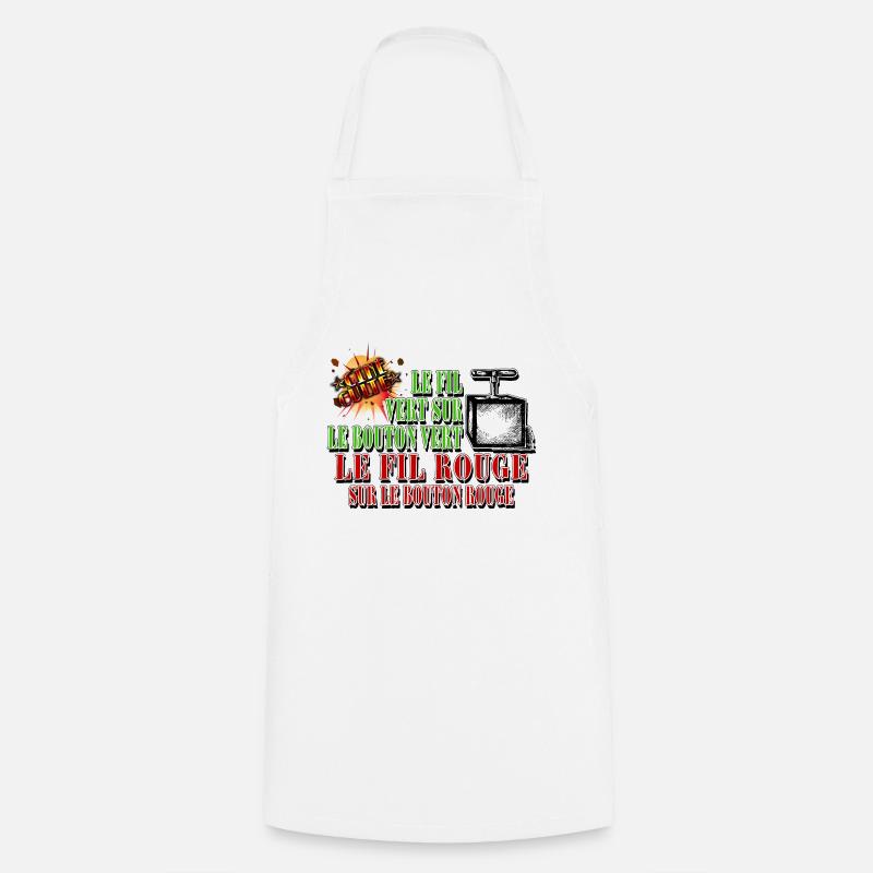 le fil vert sur le bouton vert - Tablier de cuisine - blanc