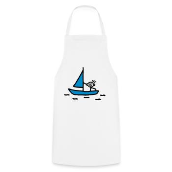 Strichmännchen segeln - V2 - Kochschürze - Weiß - Vorne - AI Model Male 185 dark (185cm)