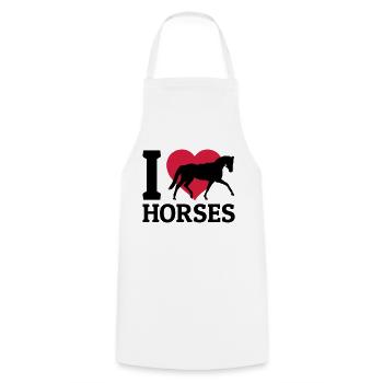 I love Horses - Kochschürze - Weiß - Vorne - AI Model Male 185 dark (185cm)
