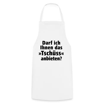 Darf ich Ihnen das Tschüss anbieten Begrüßung fuck - Kochschürze - Weiß - Vorne - AI Model Male 185 dark (185cm)