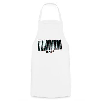 code barre biker - Tablier de cuisine - blanc - Devant - AI Model Male 185 dark (185cm)