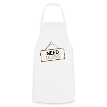 Need Hugs "pancarte" (besoin de câlins) - Tablier de cuisine - blanc - Devant - AI Model Male 185 dark (185cm)