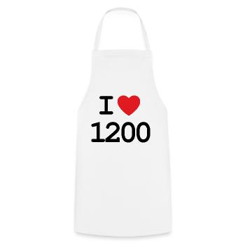 I love 1200 - Ich liebe Brigittenau Shirt - Cooking Apron - white - Front - AI Model Male 185 dark (185cm)