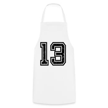 Cool Number 13 - 13 Years Old 13th Birthday Gift - Cooking Apron - white - Front - AI Model Male 185 dark (185cm)