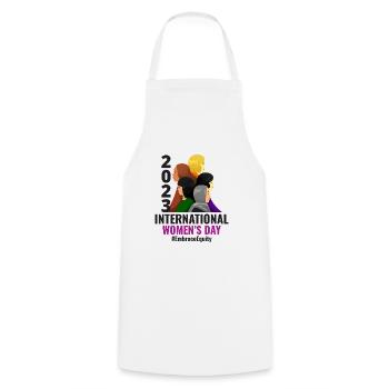International Women's Day 2023 March 8 - Cooking Apron - white - Front - AI Model Male 185 dark (185cm)
