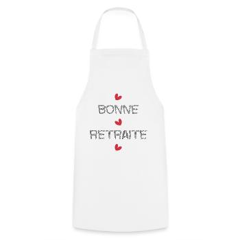 RETRAITE. RETRAITE. RETRAITEE. SENIOR. MAMIE. PAPY - Tablier de cuisine - blanc - Devant - AI Model Male 185 dark (185cm)