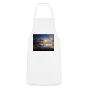 hugadino, dinos on the beach, cute dinosaur - Cooking Apron - white - Front - AI Model Male 185 dark (185cm)