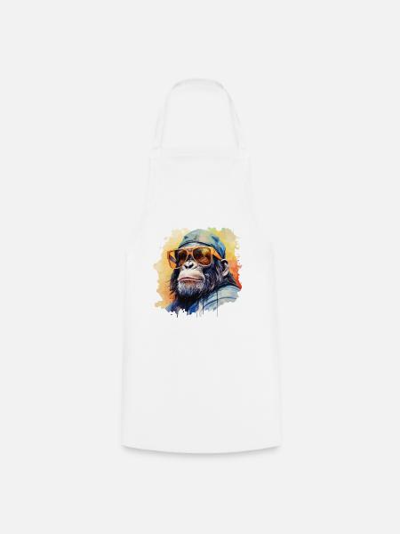 Affe Sonnenbrille Cap Cool Schimpanse Gorilla - Kochschürze - Weiß