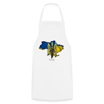 Ukraine outline trident Zelensky - Cooking Apron - white - Front - AI Model Male 185 dark (185cm)