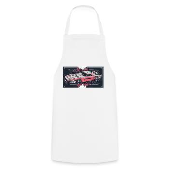Red Retro Racecar - Cooking Apron - white - Front - AI Model Male 185 dark (185cm)